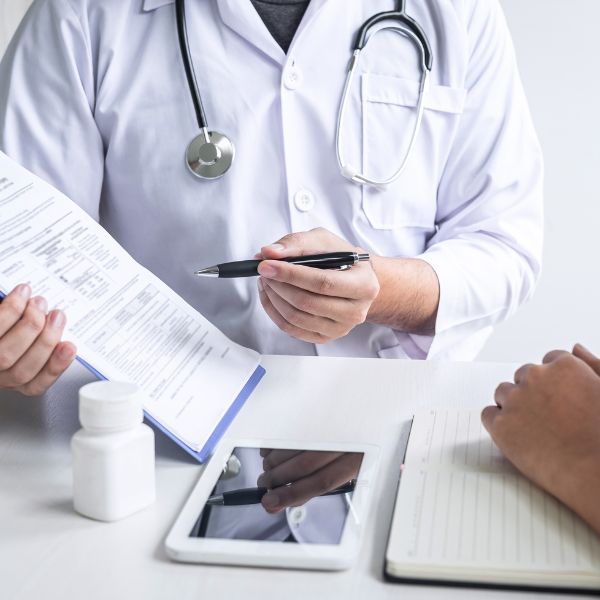 A doctor explaining to a patient